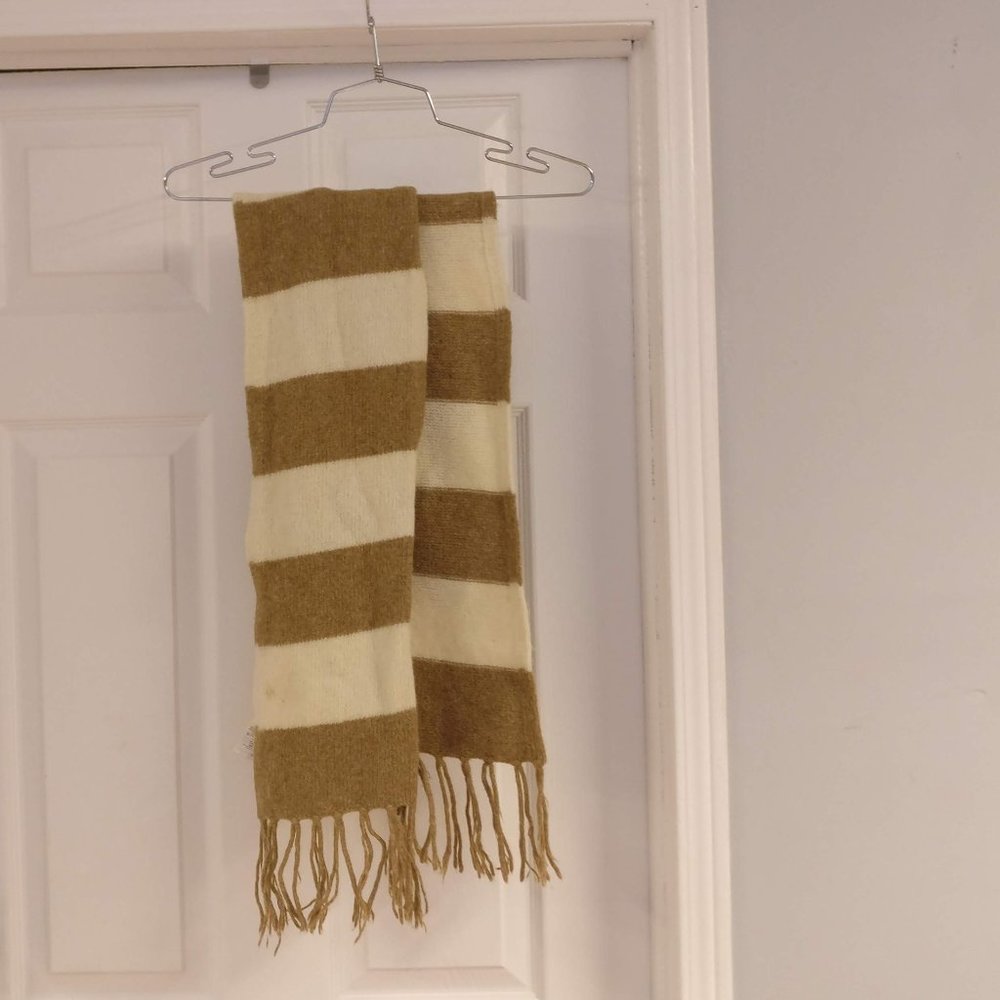 Wool Scarf Lambswool fringe hem design Winter Warmth Scarf width=8.5" Length=80"